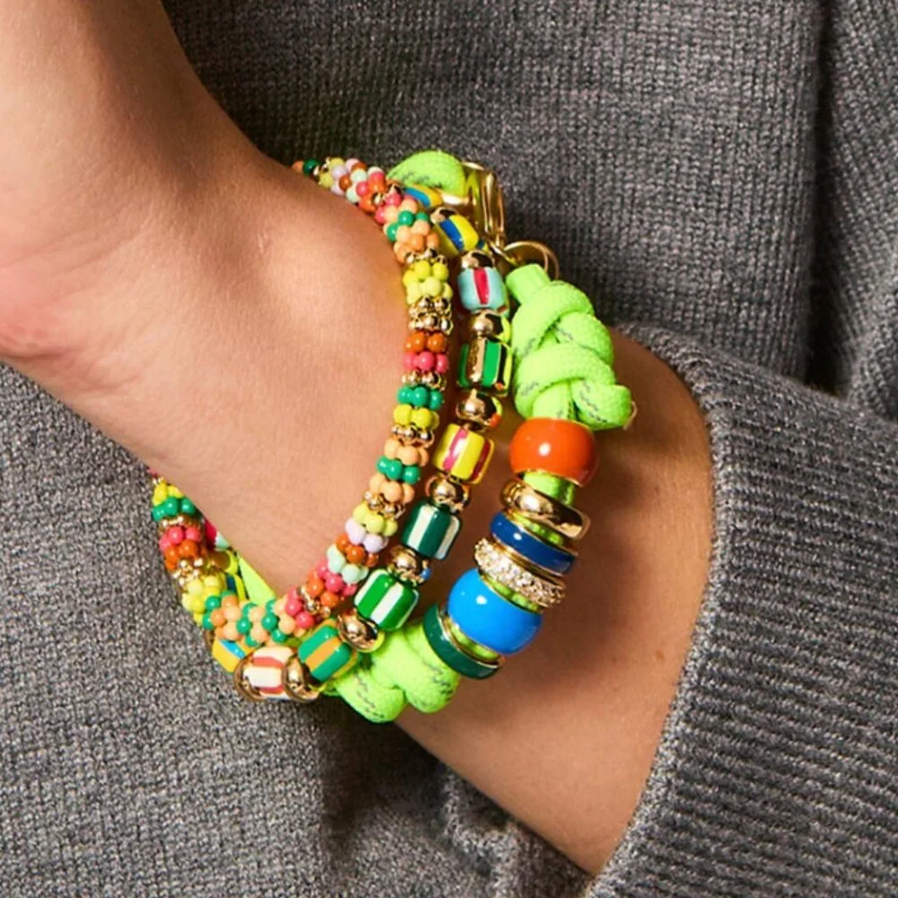 Roxanne Assoulin The Super Size Happy Cord Bracelet Neon Green - Picture 1 of 4